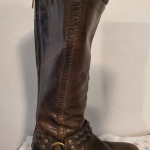 Tall Brown studded Frye boots